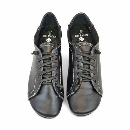Deportivas / Sneakers Mujer Piel Blanda Cordón Elástico 454 Negro, de Berelax