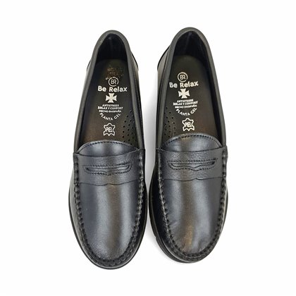 Mocasines Confort Cuña Mujer Piel Blanda Adorno Antifaz 3145 Negro, de Berelax