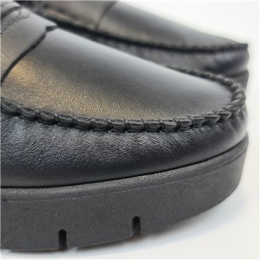 Mocasines Confort Cuña Mujer Piel Blanda Adorno Antifaz 3145 Negro, de Berelax