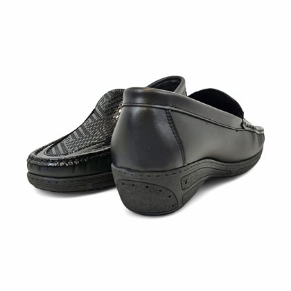 Mocasines Confort Cuña Mujer Piel Blanda Y Licra Elástica  3080 Negro, de Berelax