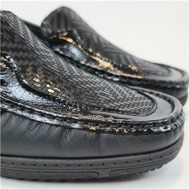 Mocasines Confort Cuña Mujer Piel Blanda Y Licra Elástica  3080 Negro, de Berelax