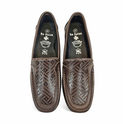 Womens Comfort Loafers Soft Leather and Elastic Lycra 3080 Brown, by BeRelax
