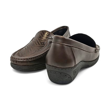 Womens Comfort Loafers Soft Leather and Elastic Lycra 3080 Brown, by BeRelax