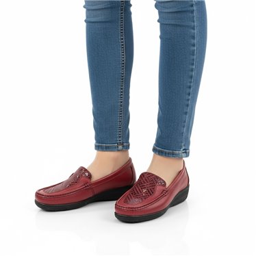 Mocasines Confort Cuña Mujer Piel Blanda Y Licra Elástica  3080 Rojo, de Berelax