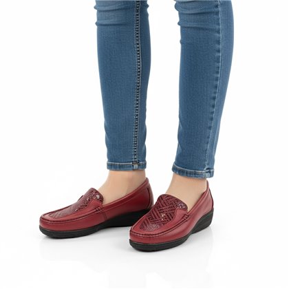 Mocasines Confort Cuña Mujer Piel Blanda Y Licra Elástica  3080 Rojo, de Berelax