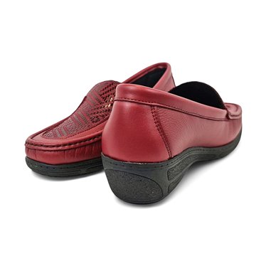 Mocasines Confort Cuña Mujer Piel Blanda Y Licra Elástica  3080 Rojo, de Berelax