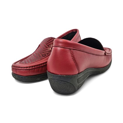 Mocasines Confort Cuña Mujer Piel Blanda Y Licra Elástica  3080 Rojo, de Berelax