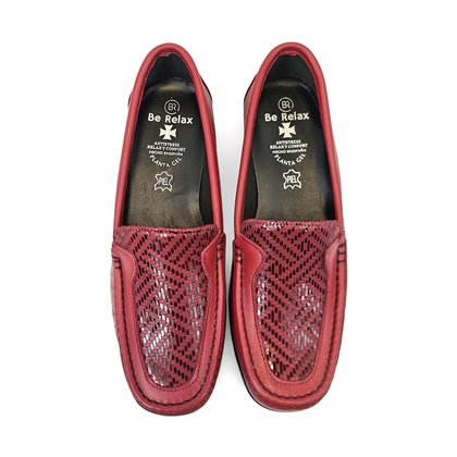 Mocasines Confort Cuña Mujer Piel Blanda Y Licra Elástica  3080 Rojo, de Berelax