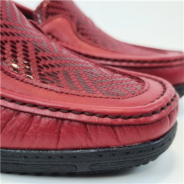 Mocasines Confort Cuña Mujer Piel Blanda Y Licra Elástica  3080 Rojo, de Berelax