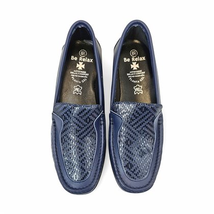 Mocasines Confort Cuña Mujer Piel Blanda Y Licra Elástica  3080 Marino, de Berelax