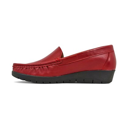 Mocasines Cómodos Kiowa Cuña Mujer Piel Blanda Plantilla De Piel Y Gel 17001 Rojo, de Berelax