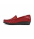 Womens Soft-Leather Loafers Low-Wedge Padded Insole Gel Footbed 17001 Red, by BeRelax
