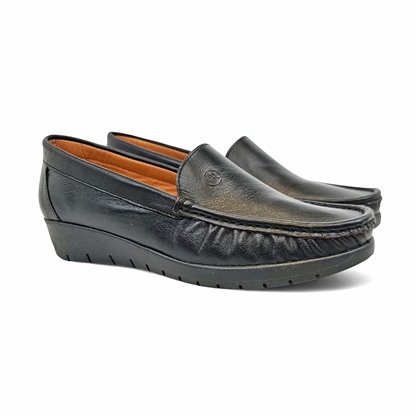 Mocasines Cómodos Kiowa Cuña Mujer Piel Blanda Plantilla De Piel Y Gel 17001 Negro, de Berelax