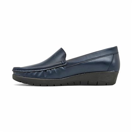 Mocasines Cómodos Kiowa Cuña Mujer Piel Blanda Plantilla De Piel Y Gel 17001 Marino, de Berelax