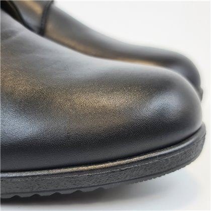 Womens Soft-Leather Wedge Shoes Velcro Closure 3910 Black, by BeRelax