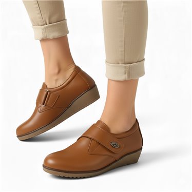 Womens Soft-Leather Wedge Shoes Velcro Closure 3910 Leather, by BeRelax