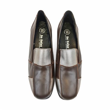 Zapatos Cómodos Cuña Mujer Piel Blanda Elásticos Empeine 5411 Marrón, de Berelax