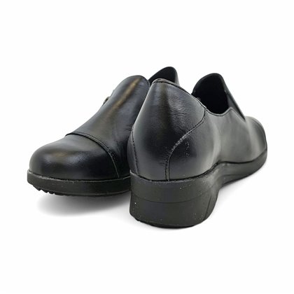 Womens Soft-Leather Wedge Shoes Lateral Zip and Vamp Elastics 3560 Black, by BeRelax