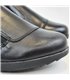 Womens Soft-Leather Wedge Shoes Lateral Zip and Vamp Elastics 3560 Black, by BeRelax