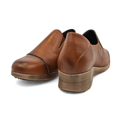 Womens Soft-Leather Wedge Shoes Lateral Zip and Vamp Elastics 3560 Leather, by BeRelax