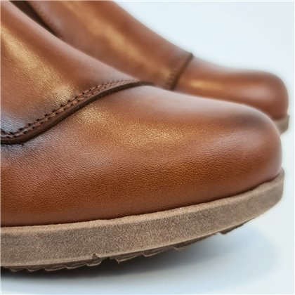 Womens Soft-Leather Wedge Shoes Lateral Zip and Vamp Elastics 3560 Leather, by BeRelax