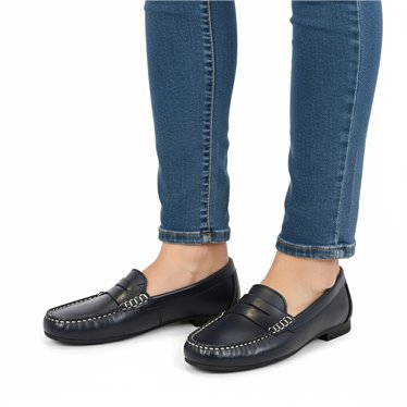 Mocasines Cómodos Mujer Piel Napa Adorno Antifaz 4071 Marino, de Bda