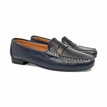 Womens Nappa Leather Loafers Antifaz Detail 4071 Navy, by Bda