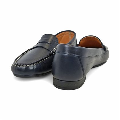 Womens Nappa Leather Loafers Antifaz Detail 4071 Navy, by Bda