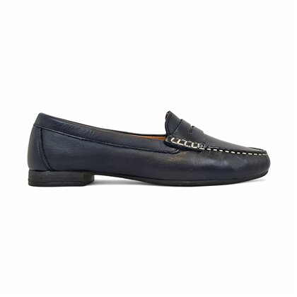 Womens Nappa Leather Loafers Antifaz Detail 4071 Navy, by Bda