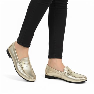 Mocasines Cómodos Mujer Piel Napa Adorno Antifaz 4071 Platino, de Bda