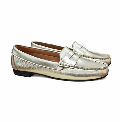 Womens Nappa Leather Loafers Antifaz Detail 4071 Gold, by Bda