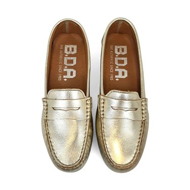 Womens Nappa Leather Loafers Antifaz Detail 4071 Gold, by Bda