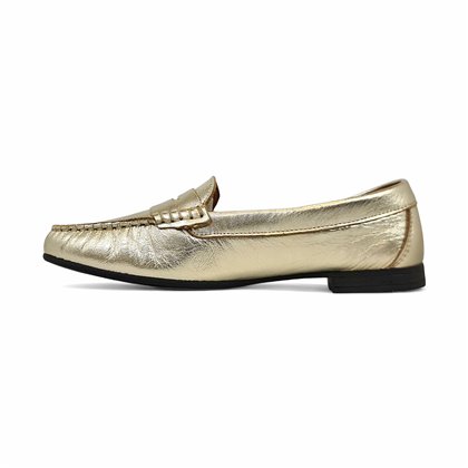 Womens Nappa Leather Loafers Antifaz Detail 4071 Gold, by Bda