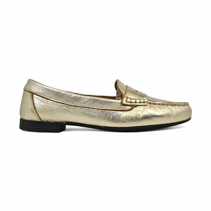 Womens Nappa Leather Loafers Antifaz Detail 4071 Gold, by Bda