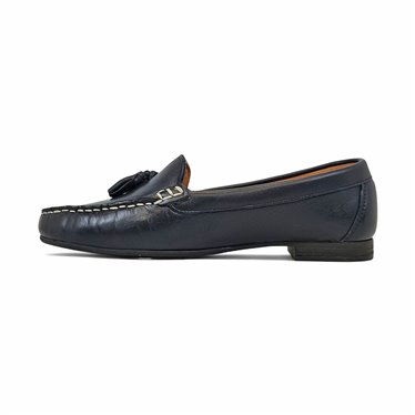 Womens Nappa Leather Loafers Tassel Detail 4073 Navy, by BDA