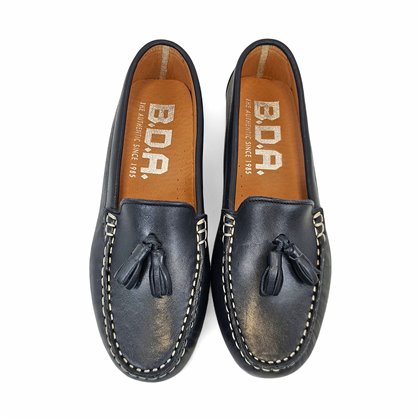 Womens Nappa Leather Loafers Tassel Detail 4073 Navy, by BDA