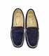 Womens Suede Leather Loafers Penny-Trim 111 Navy, by Bda