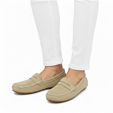 Mocasines Cómodos Mujer Piel Ante Adorno Antifaz 111 Beige, de Bda