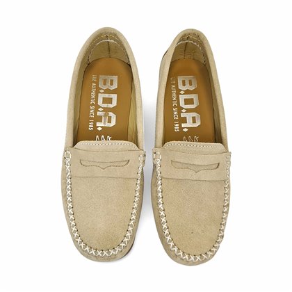 Mocasines Cómodos Mujer Piel Ante Adorno Antifaz 111 Beige, de Bda