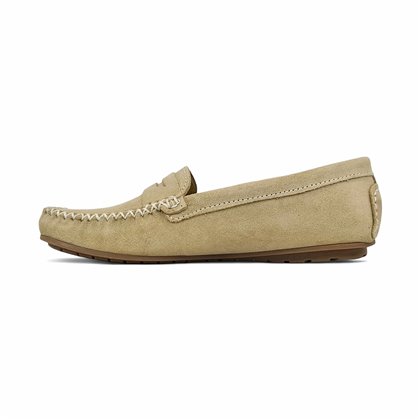 Mocasines Cómodos Mujer Piel Ante Adorno Antifaz 111 Beige, de Bda