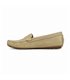 Womens Suede Leather Loafers Penny-Trim 111 Beige, by Bda