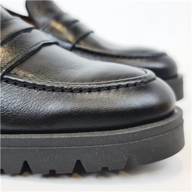 Mocasines Cómodos Cuña Mujer Piel Napa Adorno Antifaz 200 Negro, de Bda