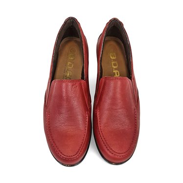 Womens Soft Leather Wedge Loafers Elastic Vamp 250 Burgundy, by Bda