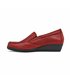 Womens Soft Leather Wedge Loafers Elastic Vamp 250 Burgundy, by Bda
