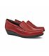 Womens Soft Leather Wedge Loafers Elastic Vamp 250 Burgundy, by Bda