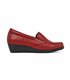 Womens Soft Leather Wedge Loafers Elastic Vamp 250 Burgundy, by Bda
