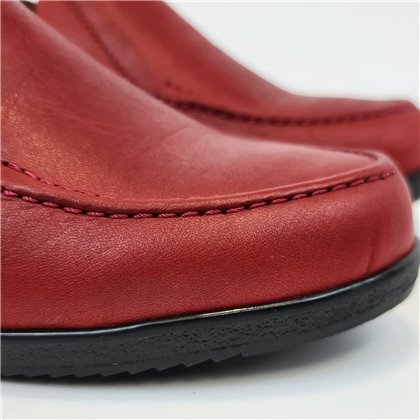 Womens Soft Leather Wedge Loafers Elastic Vamp 250 Burgundy, by Bda