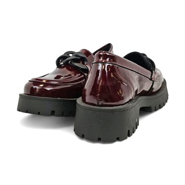 Mocasines Plataforma Mujer Piel Charol Adorno Cadena 24033 Burdeos, de Bda
