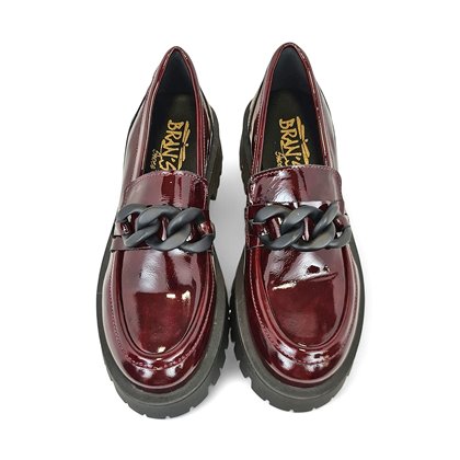 Mocasines Plataforma Mujer Piel Charol Adorno Cadena 24033 Burdeos, de Bda