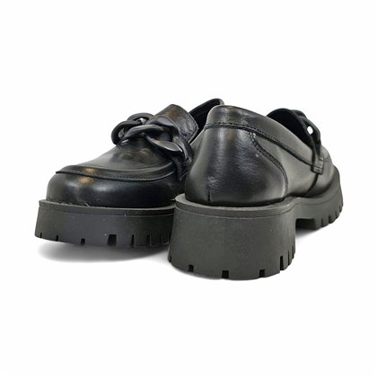 Mocasines Plataforma Mujer Piel Charol Adorno Cadena 24033 Negro, de Bda